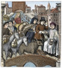 Medieval Toll Bridge. /Na Medieval Party Paying The Toll To Cross A Bridge. Engraving After A 15Th Century Stained Glass Window From The Cathedral Of Tournay. Poster Print by Granger Collection - Item # VARGRC0039195