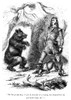 Davy Crockett (1786-1836). /Namerican Frontiersman. Crockett Meets A Bear. Wood Engraving From A C1850 Edition Of His Autobiography. Poster Print by Granger Collection - Item # VARGRC0000036