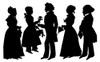 Emily Elizabeth Dickinson/N(1830-1886). Silhouette Of The Dickinson Family Visiting Emily (Second From Right) At Mount Holyoke Female Seminary In South Hadley, Massachusetts, 1848. Poster Print by Granger Collection - Item # VARGRC0012027