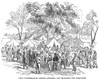 Australian Gold Rush, 1852. /Ngold Commissioners Issuing Licenses And Weighing The Gold Dust At Ballarat, Australia. Wood Engraving From An English Newspaper Of 1852. Poster Print by Granger Collection - Item # VARGRC0079124