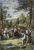Hooker & Congregation. /Nthomas Hooker And His Congregation Offering Thanks On Their Arrival In Connecticut In 1636. Wood Engraving, 19Th Century. Poster Print by Granger Collection - Item # VARGRC0009171