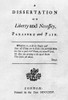 Franklin: Title Page, 1725. /Ntitle Page Of 'A Dissertation On Liberty And Necessity, Pleasure And Pain,' Written And Printed By Benjamin Franklin, 1725. Poster Print by Granger Collection - Item # VARGRC0109250