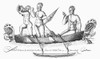 Native Americans: Canoe. /Neastern Native Americans From An Early European View, C1600. Line Engraving, German, 19Th Century. Poster Print by Granger Collection - Item # VARGRC0095712