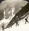 Alpine Mountaineering, 1908. /Nclimbers Ascending Mont Blanc In The Savoy Alps, With The Aiguille Du Midi, Capped With Clouds, Seen In The Distance. Stereograph, 1908. Poster Print by Granger Collection - Item # VARGRC0002895