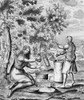 Iroquois Women, 1664. /Nwhile A Papoose Naps On Its Board, Iroquois Women Grind Corn Or Dried Berries. Copper Engraving, French, 1664. Poster Print by Granger Collection - Item # VARGRC0053767