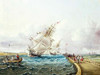 Square Rigged Ships off Jetty Poster Print by James E. Buttersworth - Item # VARPDX281804