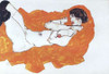 Reclining Female Nude On Red Drape Poster Print by Egon Schiele - Item # VARPDX374364