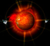 An artist's concept of the STEREO spacecraft surrounding the sun Poster Print by Stocktrek Images - Item # VARPSTSTK203545S