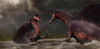 Confrontation between two Spinosaurus aegyptiacus Poster Print by Christian Masnaghetti/Stocktrek Images - Item # VARPSTCMA600014P