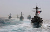 A fleet of ships in formation at sea Poster Print by Stocktrek Images - Item # VARPSTSTK101002M