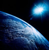 Shining star over Earth Poster Print by Stocktrek Images - Item # VARPSTSTK200772S