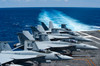 F/A-18 Super Hornets on the flight deck of USS George HW Bush Poster Print by Stocktrek Images - Item # VARPSTSTK107751M