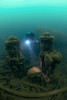 Diver exploring the wreck of the SS Laurentic ocean liner sunk during WW1 Poster Print by Steve Jones/Stocktrek Images - Item # VARPSTSJN400776U