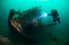 Diver exploring the wreck of the SS Laurentic ocean liner sunk during WW1 Poster Print by Steve Jones/Stocktrek Images - Item # VARPSTSJN400772U