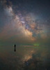 Man stands alone on Lake Elton in Russia under the center of the Milky Way Poster Print by Yuri Zvezdny/Stocktrek Images - Item # VARPSTYZV200023S