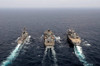 Military ships conduct an underway replenishment in the Pacific Ocean Poster Print by Stocktrek Images - Item # VARPSTSTK104139M
