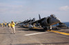 Four AV-8B Harrier jets line up for take-off aboard USS Essex Poster Print by Stocktrek Images - Item # VARPSTSTK104360M