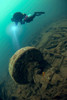 Diver exploring the wreck of the SS Laurentic ocean liner sunk during WW1 Poster Print by Steve Jones/Stocktrek Images - Item # VARPSTSJN400777U