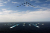 Aircraft fly over a group of US and Japanese Maritime Self-Defense Force ships Poster Print by Stocktrek Images - Item # VARPSTSTK101651M