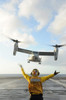Aviation Boatswain's Mate signals an MV-22 Osprey to land Poster Print by Stocktrek Images - Item # VARPSTSTK106188M