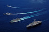 The USS Bunker Hill, the USNS Rainier, and the BAP Carvajal break away from the aircraft carrier USS Carl Vinson at sea Poster Print by Stocktrek Images - Item # VARPSTSTK103603M