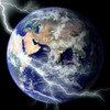 Digitally enhanced image of the full Earth with a lightening bolt Poster Print by Stocktrek Images - Item # VARPSTSTK200093S