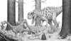 A Ceratosaurus chasing young Apatosaurus dinosaurs Poster Print by Heraldo Mussolini/Stocktrek Images - Item # VARPSTHMS100005P