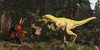 Lythronax dinosaur confronts a Diabloceratops in a Cretaceous forest Poster Print by Arthur Dorety/Stocktrek Images - Item # VARPSTADR600078P