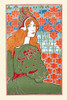 Woman looking over her shoulder with stylized flowers in the background Poster Print by  Louis Rhead - Item # VARBLL0587415584
