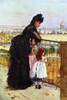 Parisian woman looks over a railing at Sacre Coeur in the distance; she has a young 4 year old girl standing with her Poster Print by Berthe  Morisot - Item # VARBLL0587258403