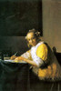 Woman in yellow with ermine writes at her desk Poster Print by Johannes  Vermeer - Item # VARBLL0587263547