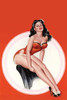 Beautiful Girl in High Heels sits open the back of a chair with a huge circle image behind her; her bathing suit is laced Poster Print by Peter Driben - Item # VARBLL0587285737