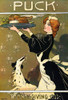 Illustration shows a domestic servant carrying a large platter with a roast turkey raised above her shoulders to keep it away from a dog anxious for a taste.  Hassmann, Carl, 1869-1933, artist Poster Print by Carl Hassmann - Item # VARBLL0587357886
