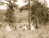 Five tipis and a tent in clearing among pine trees. Poster Print - Item # VARBLL058747642L