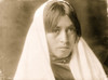 Head-and-shoulders portrait of young woman facing front with shawl on head. Poster Print - Item # VARBLL058747522L