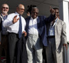 Ozzie Smith, Bruce Sutter, Reggie Jackson, Hank Aaron and Rickey Henderson wave to crowd on the porch of the new Hank Aaron boyhood Home Museum the Hank Aaron Stadium, Mobile, Alabama Poster Print by Carol Highsmith - Item # VARBLL0587559098