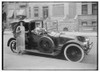 Fancy lady with chauffeur driven limousine and dog in car Poster Print - Item # VARBLL058748885L