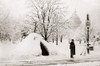 Man standing by snow hut, after blizzard of 1888, with U.S. Capitol in background, Washington, D.C. Poster Print - Item # VARBLL058750217L