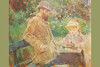 Eug_ne Manet and his daughter in Bougival on a bench in the park playing with a toy on a table Poster Print by Berthe  Morisot - Item # VARBLL0587258438