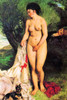 Nunde woman standing upright with a Manchester Terrier at her feet Poster Print by Pierre-August  Renoir - Item # VARBLL0587254742
