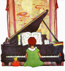Young Girl facing paino with a doll on her bench Poster Print - Item # VARBLL0587435488