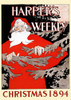 Santa Claus stands smiling behind trees. Poster Print by  Edward Penfield - Item # VARBLL0587415398