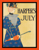 A woman stands holding an umbrella. Poster Print by  Edward Penfield - Item # VARBLL0587415487