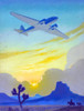 Ruehl Frederick Heckman painted this great image of a 1930's passenger airplane flying over the desert of the American West in 1934. Poster Print by Ruehl Frederick Heckman - Item # VARBLL0587391006