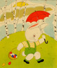 Anthropomorphic bunny with an umbrella totes Easter eggs Poster Print - Item # VARBLL058759583L