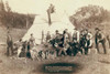 Small group of men and women and two deer in front of a tent. Some of the men are playing musical instruments. Poster Print by John C.H. Grabill - Item # VARBLL058723802x