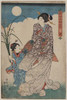 woman and a young girl looking at a full moon. Poster Print by Utagawa  Kunisada - Item # VARBLL0587244194