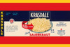 An American can label for sauerkraut.  Instructions say heat and serve and also it suggests it goes well with pig's feet tidbits bits. Poster Print by Unknown - Item # VARBLL0587239743