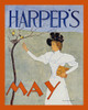 Woman holding a magazine holding a hand out to two birds perched near a nest. Poster Print by  Edward Penfield - Item # VARBLL0587414812