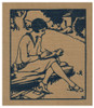 A young woman does her homework sitting on a log.  Taken from an old book cover. Poster Print by unknown - Item # VARBLL058740826x
